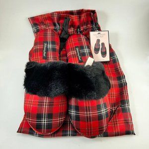 NWT Victorias Secret Red Plaid Satin Slippers Size M